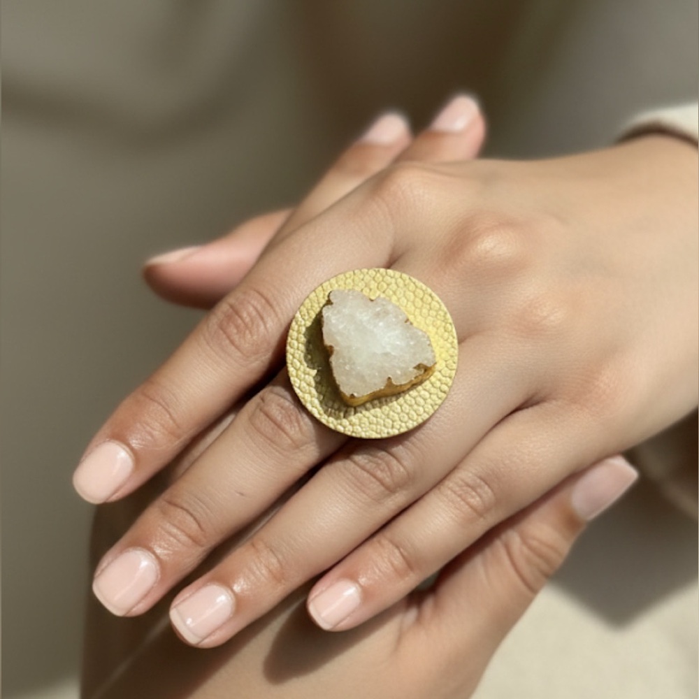 Gold and White Statement Ring